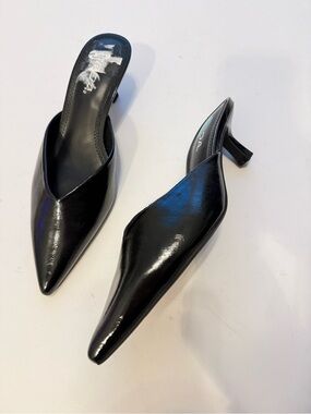 Soda Faux Patent Leather Black Pointed Toe Mule Heels NWT 7.5